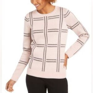 EUC Charter Club Printed Crewneck Sweater in Pink - Size XL